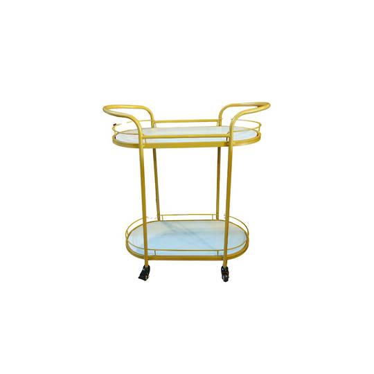 Wine Bar Trolley 2 Tier - Gold